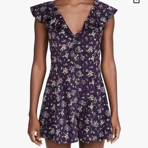 NWT Free People Violet Visions Floral Romper | Size XS | Purple Tie Back